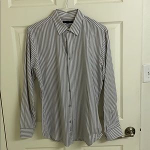 Banana Republic Grey/white striped button down